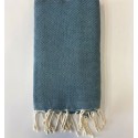 Fouta nid d'abeille unie bleu vintage