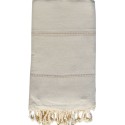 Jeté écru avec rayures beige