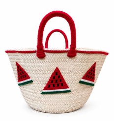 Panier artisanal brodé - Motif pastèque
