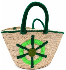 Panier artisanal motif marin vert