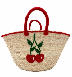 Panier artisanal motif cerises