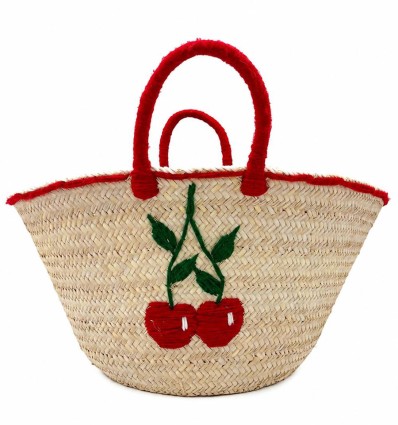 Panier artisanal motif cerises
