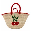 Panier artisanal motif cerises