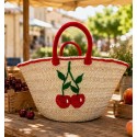 Panier artisanal motif cerises