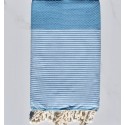 Grande fouta nid d'abeille bleu azur clair