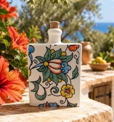 Flacon en céramique artisanal, décoré d’un motif floral coloré 2