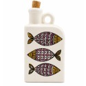 Flacon céramique artisanal avec motifs poissons