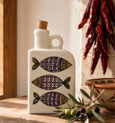 Flacon céramique artisanal avec motifs poissons 2