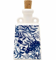 Flacon artisanal en céramique, motifs végétal