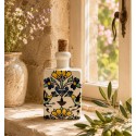 Flacon en céramique, motifs floral jaune et bleu