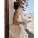 Sac rond en palmier tressé