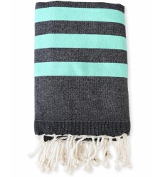 Fouta cinza antracite às riscas com felpo 2