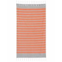 Fouta grise rayée orange doublée éponge