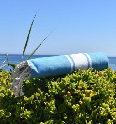Fouta classique bleu azur - FOUTA TUNISIA