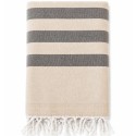 Fouta doublée éponge beige taupe rayée