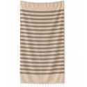 Fouta beige e tortora a righe con spugna