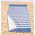 Fouta blu jeans a righe con spugna