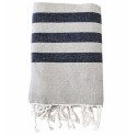 Fouta cinzento antracite às riscas com felpo
