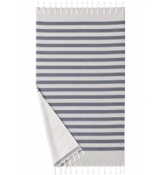 Anthrazitgrau gestreifte Fouta mit Frottee