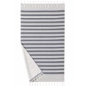 Fouta doublée éponge gris anthracite rayée