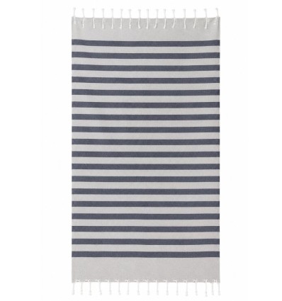 Fouta cinzento antracite às riscas com felpo