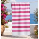 Fouta rose clair et fuchsia doublée éponge - Fouta absorbante