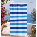 Fouta bleu et bleu azur doublée éponge