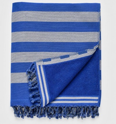 Éponge gris et bleu - FOUTA TUNISIA