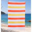 Telo mare arancione e giallo foderato in spugna - Fouta Tunisia