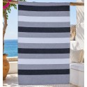 Fouta gris noir et blanc doublée éponge - Fouta absorbante