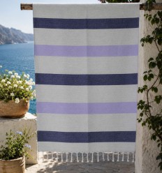 Fouta parme et violet doublée éponge