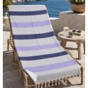 Fouta parme et violet doublée éponge