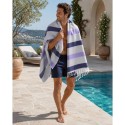 Fouta parme et violet doublée éponge