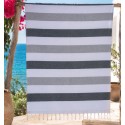 Fouta gris et gris clair doublée éponge - Fouta absorbante