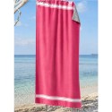 Fouta couleur rose fushia doublée éponge couleur gris