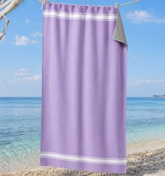 Fouta parme doublée éponge grise
