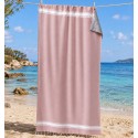 Fouta vieux rose doublée éponge gris