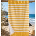 Striped yellow terry-lined fouta