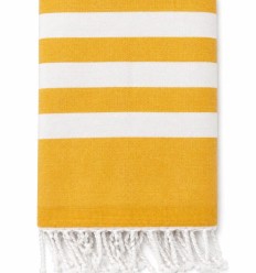 Toalla fouta amarilla a rayas con rizo 2