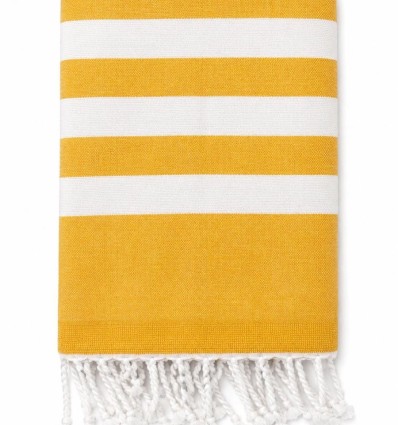 Striped yellow terry-lined fouta