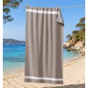 Fouta taupe doublée éponge grise