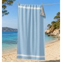 Fouta bleu clair doublée éponge grise