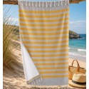 Striped light grey terry-lined fouta