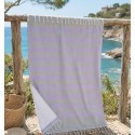 Fouta grigia a righe viola con spugna