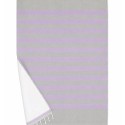 Graue Fouta mit violetten Streifen und Frottee