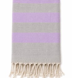 Graue Fouta mit violetten Streifen und Frottee 2