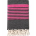 Fouta Arthur grigio scuro e fucsia con spugna