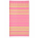Fouta Arthur doublée éponge rose fluo et jaune