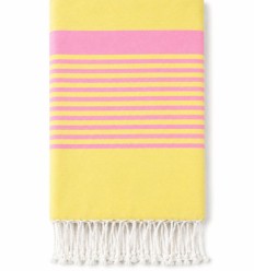 Toalla fouta Arthur amarillo claro y rosa flúor con rizo 2