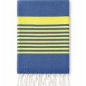 Fouta arthur doublée éponge bleu roi et jaune fluo